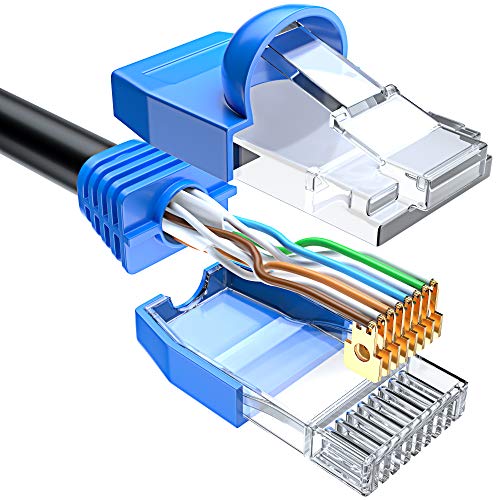 Кабел Maximm Ethernet Outdoor Cat6 Тежкотоварни кабел 150 фута - черен - С нулев разминаване във времето от чиста мед, водоустойчив