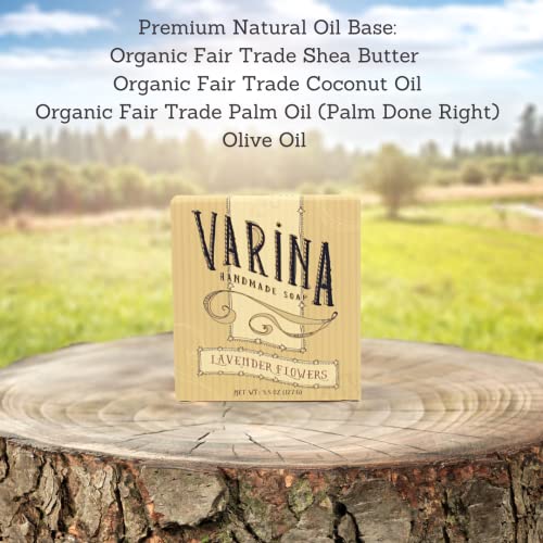 Сапун Varina Organic Lavender Flowers Bar - Нежно Почистващо средство за чувствителна кожа с билки и мента - 3 опаковки - Чувствам Здрава и сияйна кожа