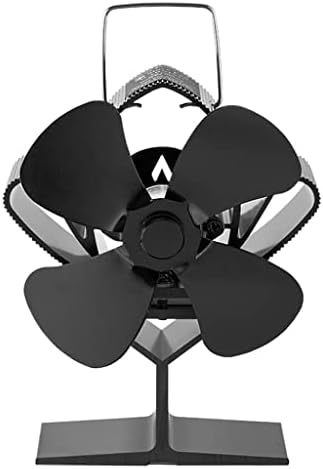 SCDCWW 4-лопастный Вентилатор за камина вентилационна (противовакуумна) канална Мини вентилатор за печки от алуминиева сплав с храненето от трупи (Цвят: черен, размер: