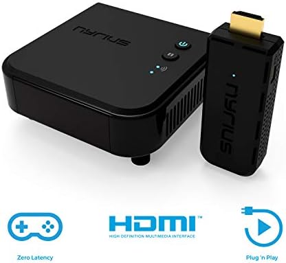 Nyrius Aries Pro + Безжичен видеопередатчик и приемника на HDMI за стрийминг на видео 1080p резолюция до 165 фута с лаптоп, КОМПЮТЪР, кабелна конзоли, игрални конзоли, огледално-р