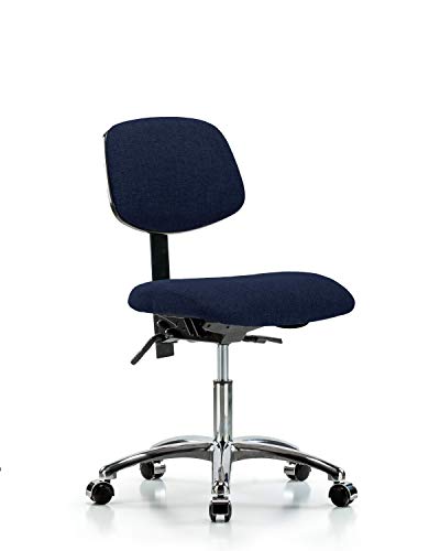 Стол за сядане LabTech LT41308 Текстилен Височина с работно Бюро, Хромированное База, Хромирани колела, Черен