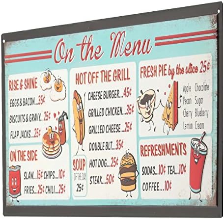 Метална Табела с релефни Марки открита на пътя в меню - Реколта Знак меню за Вечеря с очукан покритие за кухня или Мъжки
