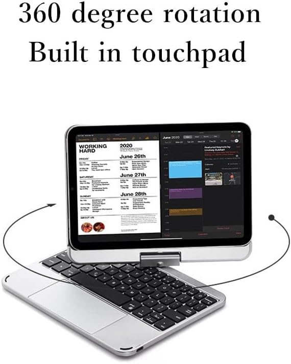 SOUYOYIHI Магнитен Въртящи се на 360 Градуса Калъф за клавиатура на iPad Mini 6-то поколение, Тъчпад, 7 Цвята,