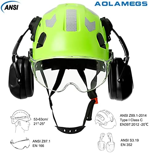 Строителна вафен AOLAMEGS с козирка - Бяла Вентилирани Шлемове, Одобрени OSHA, Предпазна каска ANSI Z89.1
