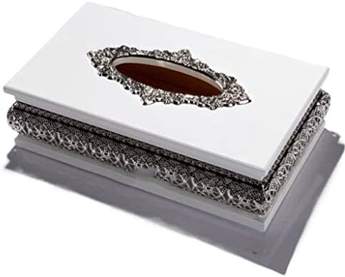 GENIGW Бяла Кутия за Салфетки в Европейски Стил Бяло Дърво Златната Кутия За Салфетки, Декорация на Дома, Кутия