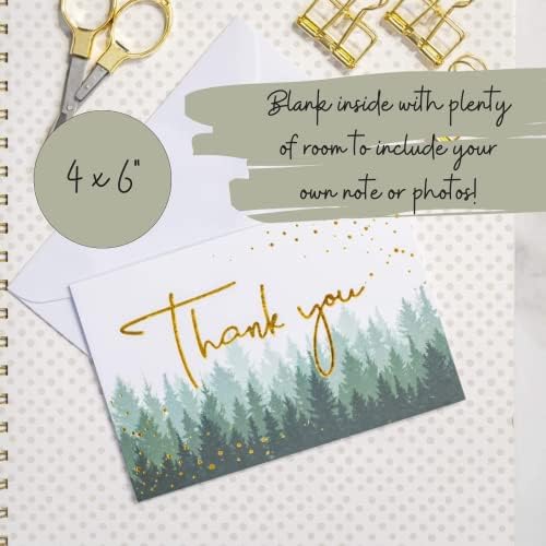 Благодарствени картички за Пликове | 48 Сватбени Благодарственных Картички на природата в гората от Златно Фолио |