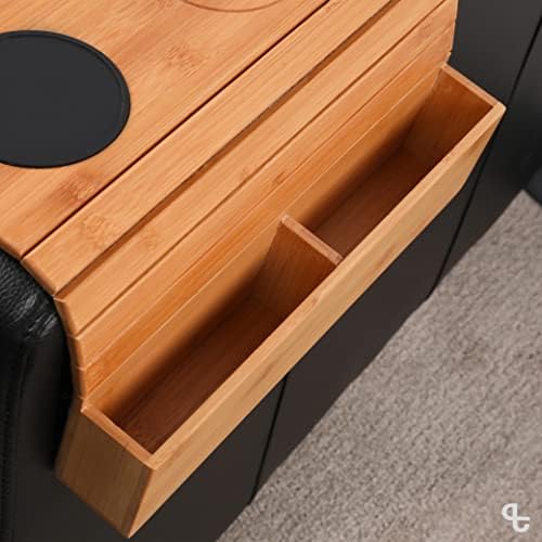 [Колекция PJ] Бамбук Подлакътник за дивана с безжично зареждане и неплъзгащи стойка, Сгъваема, бързо безжично зарядно