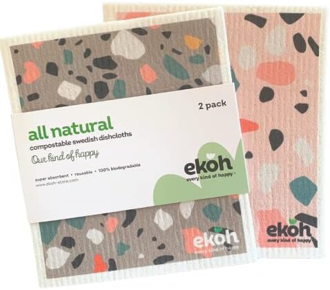 EKOH 2 Опаковката на Шведски Кърпи За миене на съдове с шарени Терразо | Кухненски Многократна употреба еко-Губчатые Кърпички