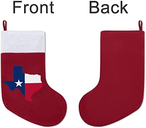 Флаг Тексас Карта Коледен Окачен Отглеждане Чорапи за Коледно Камина Празничен Начало Декор