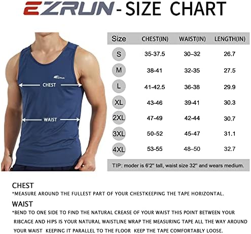 EZRUN Мъжки Бързосъхнеща Спортна Риза за Бодибилдинг, Фитнес Зали, Джогинг, Фитнес, Спортни Ризи Без Ръкави