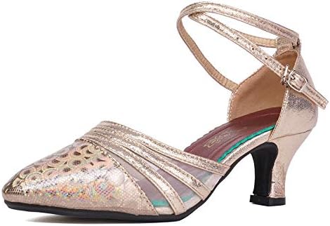 DKZSYIM/ Блестящи Женски Обувки за Латинските Танци Със затворени пръсти, Бални Обувки за практикуване на Салса, Танго, Вечерни