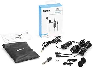 Универсален микрофон BOYA BY-M1DM с двойно петличным микрофон с Един стереоразъемом 1/8 за смартфони, цифрови slr фотоапарати и видеокамери