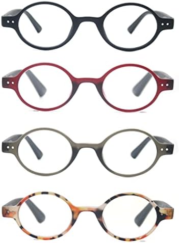 Очила за четене OLOMEE, Женски, Мъжки, Сладки Кръгли Очила За четене, Четец + 1,00, Стилни, Леки Очила За четене, 4 опаковка,
