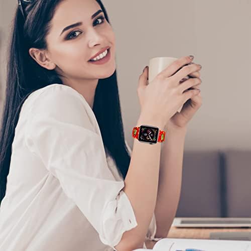Коледен каишка за часовник, който е съвместим с каишка на Apple Watch 38 мм, 40 мм 41 мм 42 мм 44 мм, 45 мм, взаимозаменяеми