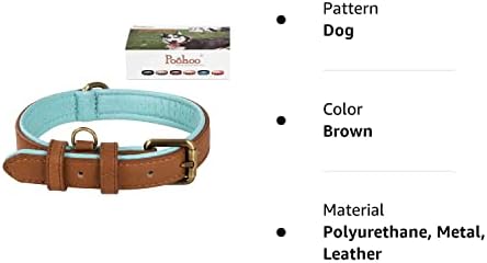 Нашийник за кучета от естествена кожа Poohoo, Мек и дишащ, С подплата | Метални Профили, Защитени от ръжда |Сверхпрочный
