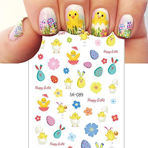 Великденски Стикери за Дизайн на Ноктите, Стикери за нокти, 3D Самозалепващи Великденски Стикери За нокти, Стикери за нокти Направи си сам, Заешки Яйца, Зайчета, Стик
