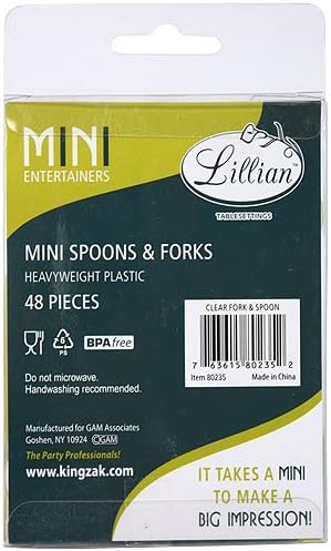 Набор от пластмасови лъжици и вилици Lillian Mini, 48 опаковки, Прозрачни