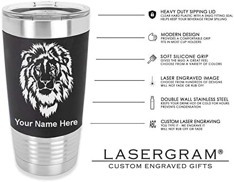 Термокружка LaserGram 20 грама с Вакуумна изолация, Главата на Тигър, Индивидуална Гравиране В Пакет (Силиконова дръжка,