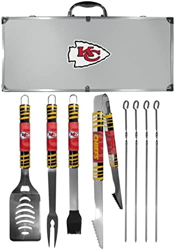 Магазин за спортни фенове на NFL Siskiyou Kansas City Chiefs Steel Tailgater Комплект за барбекю с Калъф от
