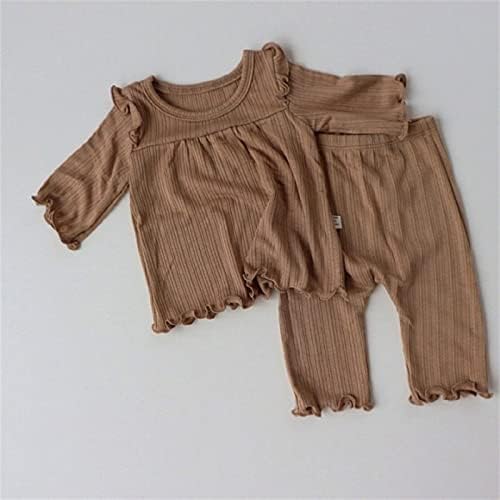 KAGAYD/ Облекло за бебета Момичета, Есента Обикновена Памучни Панталони с дълъг ръкав за Малки момчета (Кафе цвят,