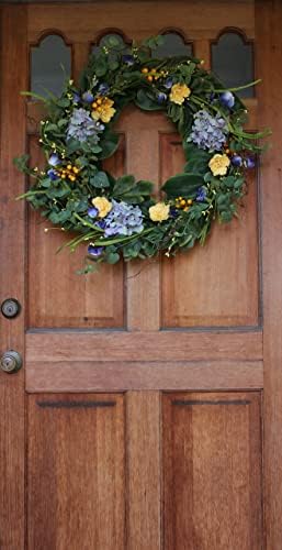 Пролетен венец за входната врата от коприна Wreath Depot Aftonshire 24 инча, красив пролетен венец ръчен труд, разработен