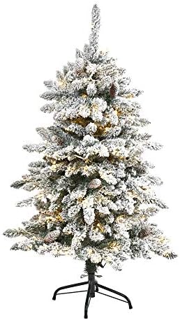 Почти естествени 4 фута. Изкуствена Коледна елха от Ливингстонской яде с Борови шишками и 150 Прозрачни Топли светодиодни