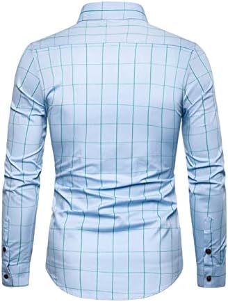 Maiyifu-GJ Мъжка Раирана Риза Без бръчки, Ризи Обичайното намаляване на копчета, Изпъстрен Обикновена Приталенные Ризи с дълъг ръкав