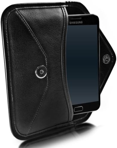 Калъф за AT & T, Galaxy Note (калъф от BoxWave) - Луксозни кожена чанта-месинджър, калъф от изкуствена кожа с дизайн на плик за AT & T, Galaxy Note, Samsung Galaxy Note AT & T, T-Mobile, (N7000) - Черно jet black