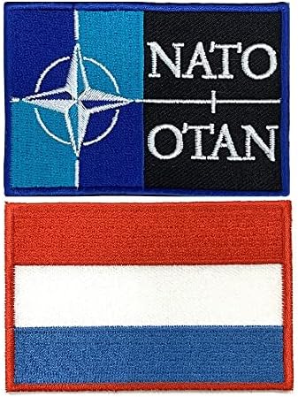 Нашивка с военно-тактически флага на НАТО в приели A-ONE + Нашивка с наклеенным флага на Люксембург, Апликация с Национален
