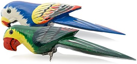 Дървена папагал | Wooden Parrot with Clip 2pk | Ара, ръчно рисувани за декоративно-приложно изкуство и интериор