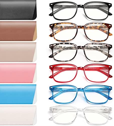 NOVIVON 6 Опаковки Очила за четене с Блокиране на синя Светлина за Жените и Мъжете, по-Леки Очила за четене със