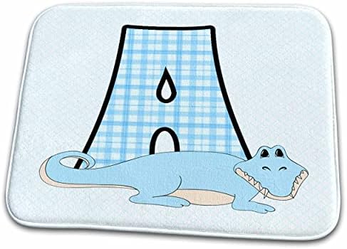 3dRose A за алигатор, синьо за момчета Бебе и с детска монограм. - Подложки за сушене на чинии (ddm-62841-1)