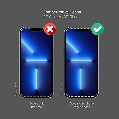 Deppa [2 опаковки със защитно фолио премиум-клас за Iphone 13/13 Pro / Iphone 14 (6,1) от закалено стъкло 3D с пълно