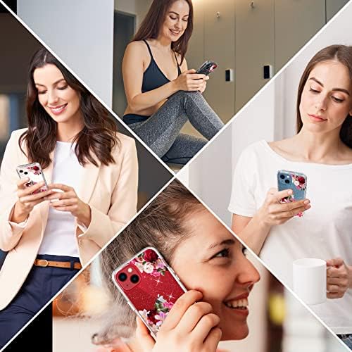 Калъф ACKETBOX за iPhone 13 с предпазно фолио за дисплея и обектива на камерата + Околовръстен скоба, Дизайн с цветен модел за жени и момичета, Защитен калъф за вашия телефон
