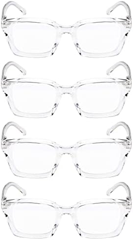 GUD Женски Извънгабаритни Очила за четене, 4 Чифта Очила за четене в квадратна рамка (Прозрачен)