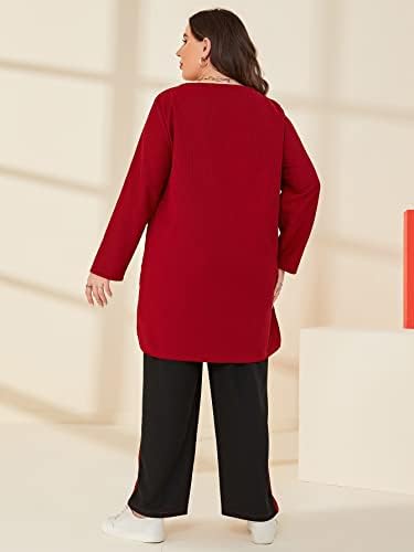 ROSHD / Дамски комплекти, дрехи големи размери, Есен облекло, най-високи ниско подолом и панталони с цветни блокчета, Есенно-зимни