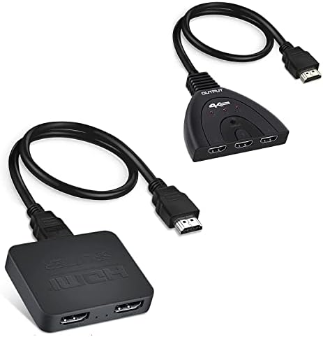 avedio свързва HDMI-сплитер 4K @ 60Hz 1 на 2 изхода + HDMI комутатор 4K @ 60Hz с 3 порта