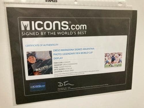 Диего Марадона Подписа снимка с автограф, оформена по поръчка под формата на икони с размер 20x24 инча - Футболни снимки с автографи