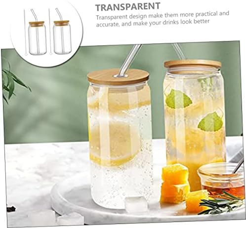 Yardwe 2 Комплект Стъклена Чаша За Пиене Прозрачни Чаши За Пиене Стъклени Чаши За Пиене, Сублимационен Печат Бамбук Делото