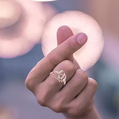 2023 Нов Пръстен Креативни Бижута GIF сърце към Сърцето на Любовта Сватбени Женски Халки С Диаманти Пръстен с Опалом и Кристали (Розово злато, 8)