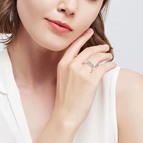 Комплект пръстени, бельо модерен пръстен с гравиран от цирконий, отворете кутията, темперамент, инкрустированное пръстен, пръстени без пръстени (злато, 11)