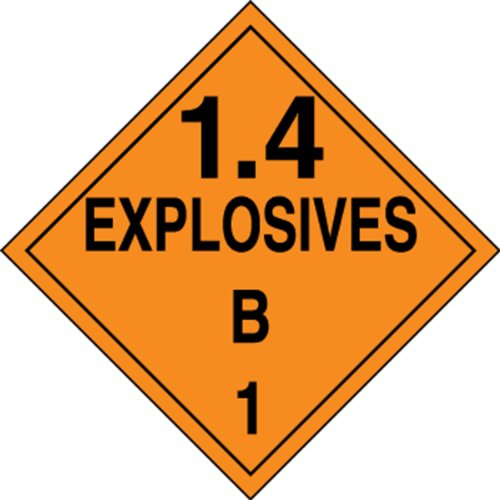 Пластмасов плакат Accuform MPL127VP25 клас на опасност 1 / дивизия 4B с надпис 1.4 Взривни вещества B1, ширина 10-3/4 инча