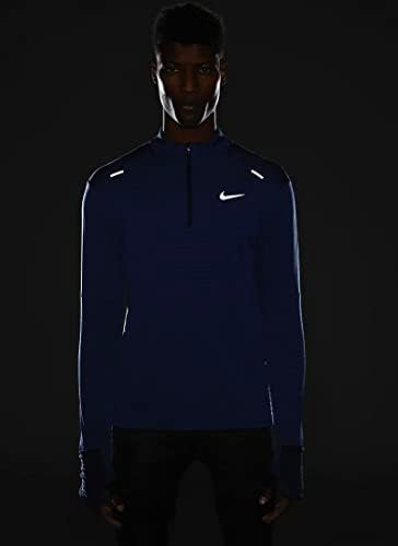 Мъжки топ за бягане Nike Therma-FIT Отблъсквай Element с цип 1/4, Среден, Обсидиан/Game Royal/ Хедър