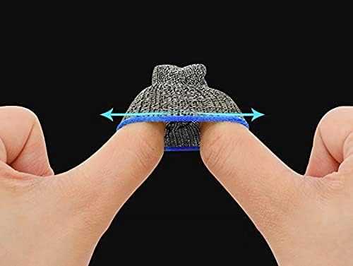 Слот ръкавици от сребрист влакна в синята лента за потни ръце с накладки на пръстите за мобилни игрови контролери (опаковка от