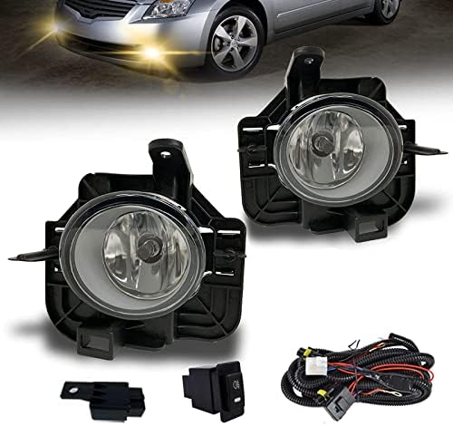 Смяна на фарове за мъгла, фарове за Nissan Altima 2007 2008 2009, фарове за мъгла събере с рамки, Колан, кабели и ключа, 1 Чифт Светлини предна броня (прозрачни лещи)
