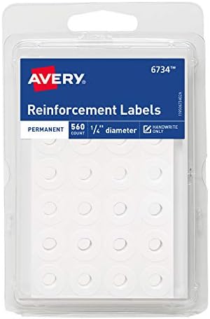 Самозалепващи Армирующие етикети AVERY White, 1/4 Кръг, 560 Етикети (06734)