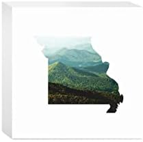 На изображението във формата на щата Мисури, Табела от дърво за дома JoyRide, 5 x5, Отделно Стоящи, На рафт или на стената,