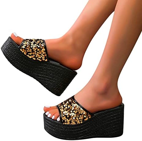 Клин сандали за жени, елегантни модни летни с отворени пръсти на танкетке окото обувки бохо плажни сандали за парти, дневни,
