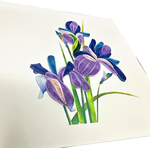 Поздравителна картичка - Квилинг с цвете на Ирис WOWPAPERART за всички поводи: рожден Ден, Любов, Годишнина, довиждане,
