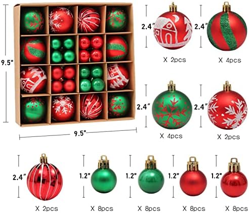 44-каратный Червено-Зелената Топка за Коледната Елха, Разнообразни Накити, Медальони, 2,4 Коледен Небьющийся Блестящ Балон,